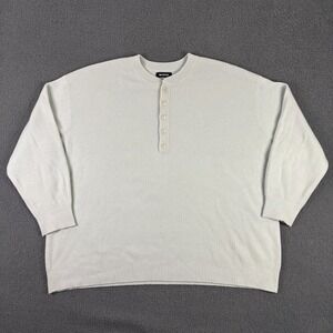 Nadaam 100% Cashmere Sweater Womens Plus size 2X Henley Button Light Blue Soft